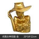 创意美妆花瓶 白色粉色北欧风格人头花盆 家居装饰客厅摆件 树脂工艺品
