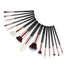 Jessup Makeup Brush set Foundation buffer shader brush 15pcs Black/Rose gold Natural-Synthetic Hair Kисти для Mакияжа