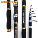 GHOTDA 新设计白色纺车渔竿 FRP + 碳纤维伸缩渔竿 2.1-3.6 米