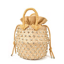 Artmomo Woven Crystal Embellished Tote Bag Rainbow Bucket Bag Women&