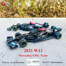 Bburago 1:43 2021 F1 梅赛德斯-AMG W12 44号 汉密尔顿 77号 博塔斯 F1模拟合金超级玩具车模型