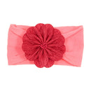 Nishine Soft Stretch Satin Rose Flower Baby Headband Newborn Knot Wide Nylon Headwraps Turban Girls Headwear Kids Photo Props