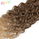 Magic Synthetic  6PCS 24 26 28inches Kinky Curly Hair Bundles Ombre Blonde Color Fake Hair Extensions Curly Hair Accessories