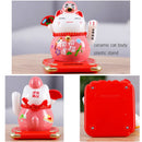 4.2 inch Solar Powered Ceramic Lucky Cat Daruma Figurine Shaking Arm Beckoning Fortune Cat Home Car Decor Wealth Maneki Neko