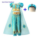 Movie Girls Kid Summer Jasmine Princess Dance Dress Children Aladdin Halloween Party Performance Costume Top Skirt Pant Set