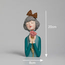 Cute creative Bouquet Girl Ornaments Sculpture Statue gifts Living Room TV cabinet Flower arrangement Modern Home Decoration