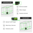 Huepar 12 Lines 3D Cross Line Laser Level Green Laser Beam Line Self-Leveling 360 Vertical & Horizontal Cross Super Powerful