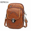 Vintage Soft Leather Crossbody Bags Rivet PU Women Messenger Shoulder Bag Small Female Handbags Phone Purses Black and Brown