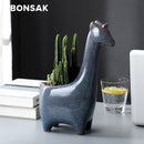 Giraffe Ceramic Flower Pot Animal Flowerpot Fawn Vase Succulent Cactus Plant Potted Flower Arrangement Home Desktop Decoration