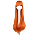 QQXCAIW Long Straight Cosplay Red Black Puprle Pink Blue Sliver Gray Blonde White Oragen Brown 80 Cm Synthetic Hair Wigs
