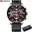 CURREN Fashion Chronograph Clock Men Leather Watch Casual Sport Watches for Men Quartz Wristwatch Relogio Masculino
