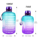 QuiFit 128oz 73oz 43oz 1 Gallon Water Bottle With Time Markings Filter Net Fruit Infuse BPA Free Motivational Sports Drink Jug