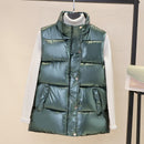 Plus size women autumn waistcoat Glossy bright 2021 vest winter Warm new Korean down vest  sleeveless jacket 3XL,4XL,black,blue