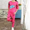 冬季女童服装套装 花卉图案女婴服饰 棉质儿童运动服 卫衣+长裤 圣诞服装
