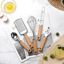 Kitchen Gadgets Wooden Handle Small Kitchenware Stainless Steel  Opener Baking Pizza Skin-Peeler Cheese Knife  Kitchenware Set