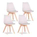 EGOONM Set of 4 Modern Dining Chair Inspired Solid Wood Plastic Padded Seat w/ Cushion Retro Style Kitchen Chair for Dining Room