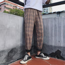 LAPPSTER-青少年街头服饰黑色格子裤男慢跑裤2022男士直筒哈伦裤男韩版嘻哈裤大码