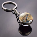Animals Keychain Cat Dog Bear Peacock Rabbit Squirrel Phoenix Double Side Glass Ball Pendant Keyring
