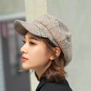 COKK Autumn Winter Wool Newsboy Cap Fashion Hats for Women Female Winter Cap Girl Visor Travel Beret Thick Warm Vintage Bonnet