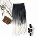 Female Summer Ice Silk Gradient Color Wide Leg Pants Pleated Nine Points Large Size High Waist Drape Skirt Straight Beach Pants