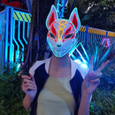 动漫Expro装饰日本狐狸面具霓虹LED灯角色扮演面具万圣节派对狂欢LED面具舞会DJ发薪日服装道具