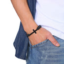 Vnox Black Cross Charm Bracelet Braided Rope Chain Unisex Handmade Jewelry