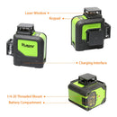 Huepar 12 Lines 3D Cross Line Laser Level Green Laser Beam Line Self-Leveling 360 Vertical & Horizontal Cross Super Powerful