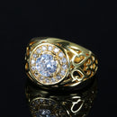 Kinel Big Wide Wedding Men Rings Fashion Dubai Yellow Gold Color White Cubic Zirconia Rings For Women Boho Retro Jewelry
