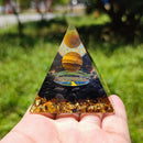 Handmade 60mm Orgone Pyramid Tiger Eye Crystal Sphere Obsidian Quartz Reiki Energy Healing Chakra Meditation Orgonite Ornaments