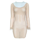 Sparkly Sheer Bodysuit Khloe Kardashian Inspired See-Through Waist Cutout Eyelet Skin-tight Mesh Full Fishnet Bodystocking