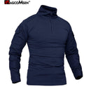 MAGCOMSEN Men's Army Combat Long Sleeve T Shirt Tactical Military Hunting 1/4 Zipper T-Shirt Outdoor Hiking Adventure Tee Shirts