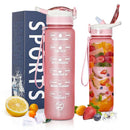 ZOMAKE 32oz Motivational Water Bottle with Time Marker,Leakproof  Sports Water Bottle BPA Free,Fruit Water Bottle Sports 1 Liter