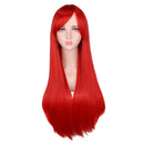 QQXCAIW Long Straight Cosplay Red Black Puprle Pink Blue Sliver Gray Blonde White Oragen Brown 80 Cm Synthetic Hair Wigs