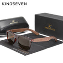 KINGSEVEN 新黑胡桃木偏光太阳镜 男士眼镜 手工制作 UV400 防护复古木盒