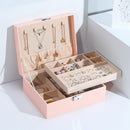 Casegrace Hot Sale Large Velvet Jewelry Storage Case Organizer PU Leather Necklace Ring Earring Jewellery Box Packaging Casket
