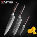 XITUO Kitchen Knife Japanese Knife Cooking Set 3" 5" 7" 8" inch+Laser Damascus Pattern Paring Fruit Vege Chef Knife Kitchen Tool