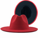 New White Red Patchwork Felt Jazz Hat Cap Men Women Flat Brim Wool Blend Fedora Hats Panama Trilby Vintage Hat 56-58-60CM