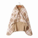 Wearable Plaid Fleece Blanket With Button Polyester Winter Warm Throws on Sofa Bed Travel Thicken Bedroom Grey Throw Blanket