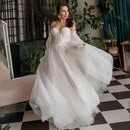 Eightree Pink Wedding Dresses Beach Boho Puff Sleeves Beading Princess Bridal Dress Off Shoulder Elegant Plus Size Wedding Gowns