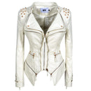 2020 Women Autumn Winter Thick Fake PU Faux Leather rivet Jackets Lady studs Motorcycle Coats Biker Zippers Street Outwear