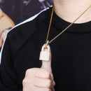 TOPGRILLZ Hip Hop Bling Lock Pendant Iced Out Bling Cubic Zircon Necklace For Men Jewelry Charm