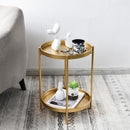 Nordic Simple Iron Double-layer Small Tea Table Corners Round Coffee Table Lving Room Mini Sofa Side Table