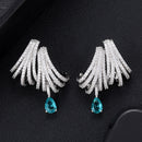 GODKI Luxury DOUBLE CLAWS STUD Earrings Trendy Cubic Zircon Indian gold earrings for women Wedding Engagement Party JEWELRY GIFT
