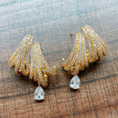 GODKI Luxury DOUBLE CLAWS STUD Earrings Trendy Cubic Zircon Indian gold earrings for women Wedding Engagement Party JEWELRY GIFT