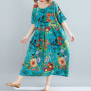 Oversized Floral Print Cotton Casual Woman Dress Summer Flower Boho Beach Dress for Women Loose Long Ladies Dresses 2021