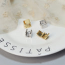 925 Silver Square Wide Edition Huggies Earring Button Ear Nail Fashion Woman Hoop Earrings Party Elegant Luxury Bridal Jewelry