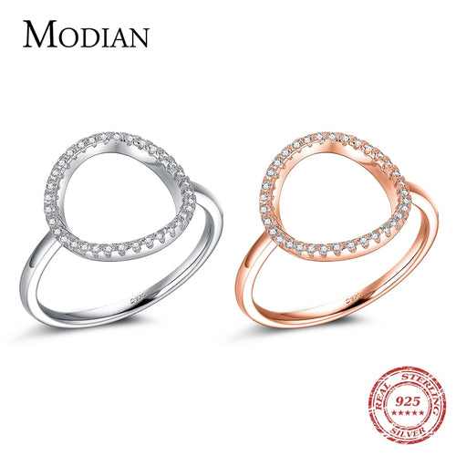 Classic Fashion Hollow out Hoop Sparkling White And Rose Ring Cubic Zirconia Jewelry Real Solid 925 Sterling Silver Rings