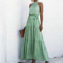 Summer Long Dress Women 2022 Polka Dot Casual Midi Dresses Black Halter Strapless Sundress Vacation Dress Clothes For Women