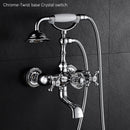 Luxury Crystal Handle Bathtub Gold Brass Faucet with Hand Shower Telephone Type Bath Faucets Sets Mixer Tap Wall Mounted EL8310G
