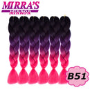 24inch Jumbo Braids Synthetic Hair For Box Braid Ombre Braiding Hair Extensions Three Tone Black Brown Blue Pink Mirra’s Mirror